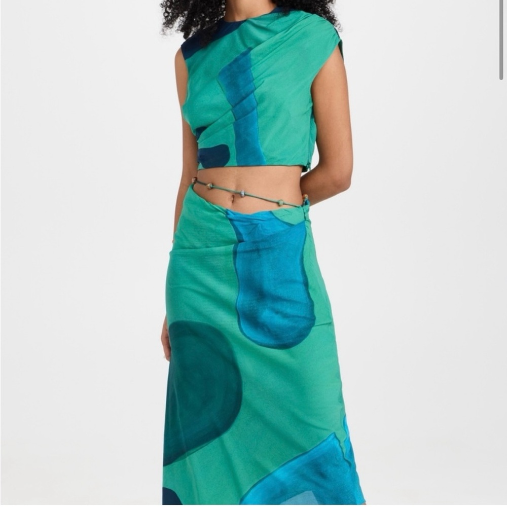 SIR the Label Green Blue Printed Crop Top AU 1 / US 4